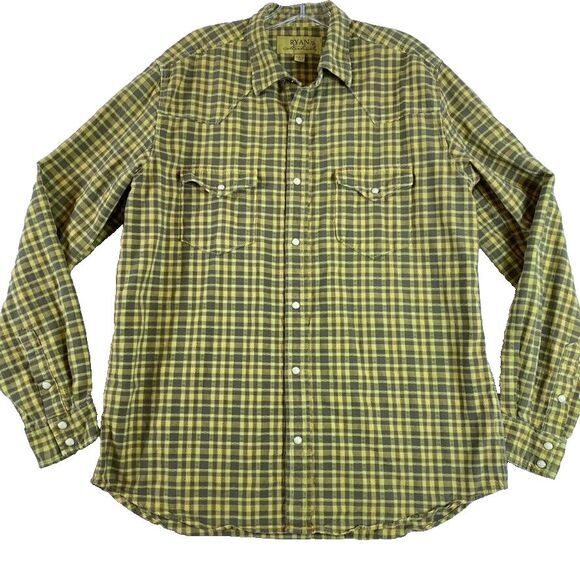 Ryan Michael Shirt Men's Sz L Plaid Western Pearl Snap Buttons‎ Cowboy - Picture 1 of 10